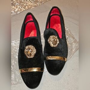 JITAI black velvet slip-on leather-lined loafers